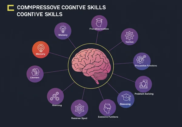 Infographic showing diverse cognitive skills and domains.