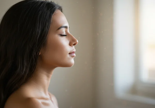 A person practicing box breathing to calm nerves, focusing