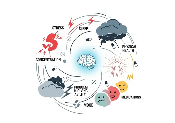 Abstract representation of factors influencing cognitive function
