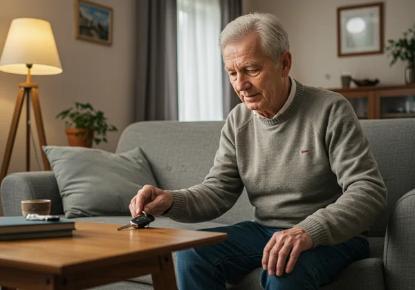 Person searching for keys, showing normal forgetfulness.